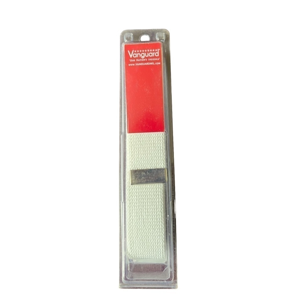 Vanguard White Cotton Men’s Uniform Belt with Silver Tip
